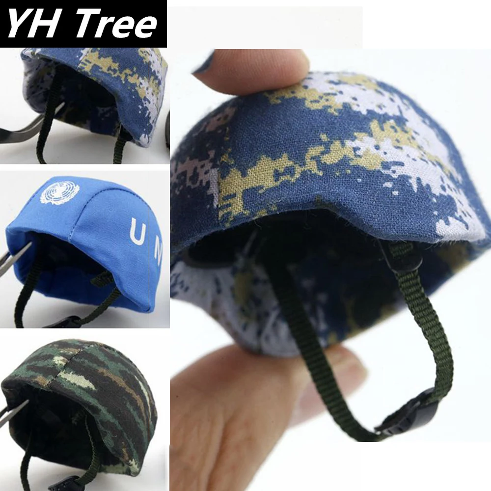 

1:6 Scale Combat Helmet UN Peacekeeping Force Jungle Navy Camouflage Helmet for 1/6 Scale Action Figure Scene Accessories Model