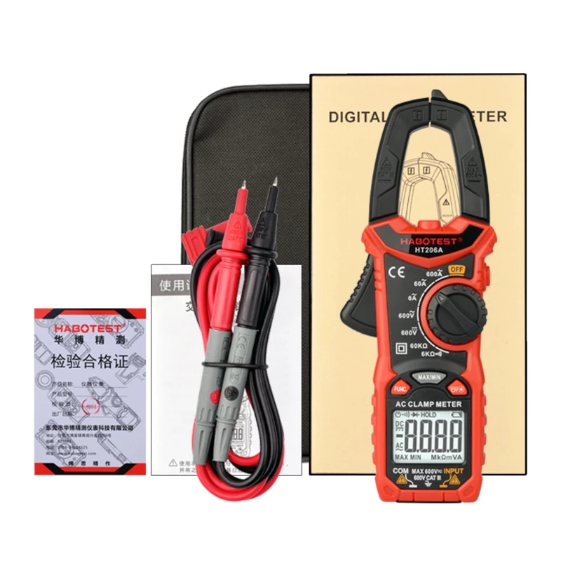 

HT206A/B/D Amperometric Clamp Multimeter Current Clamp Amp Meter Digital Pinza Amperimetrica Electronic Tester