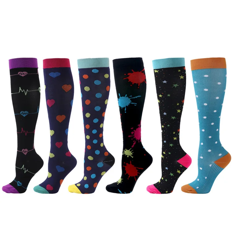 Knee High Compression Sock Sport 6 Pairs Sports Cycling Athletic Running Compression Socks Men Stockings  Women's Socks