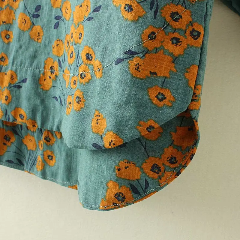 Женская футболка с цветочным принтом размера плюс рукавом три четверти из хлопка