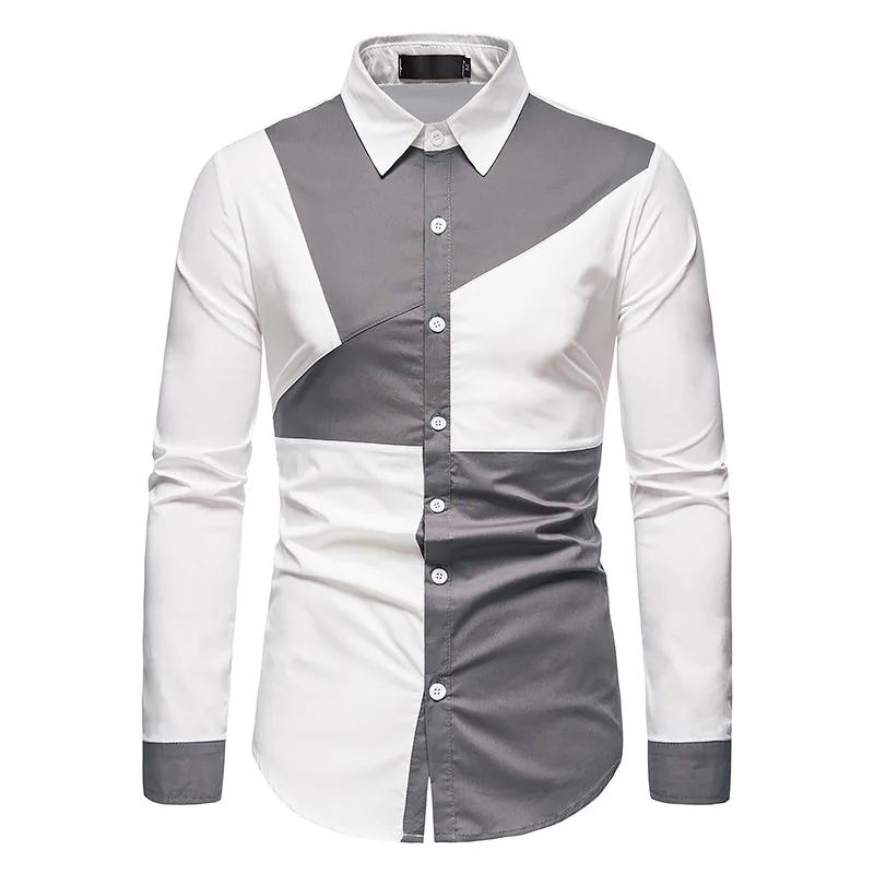 

New Euro code men's shirt, color casual long-sleeved shirt, men's shirt