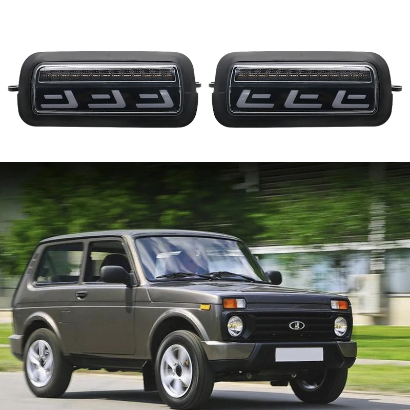 Для Лада Нива 4X4 1995-светодиодный DRL фары с ходовым поворотным сигналом PMMA/ABS пластик функциональные аксессуары Тюнинг Автомобиля