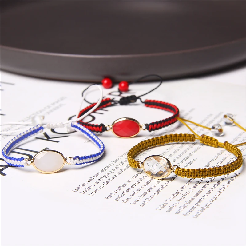 

New Fashion Lucky Woven Bracelet Best Friend Stone Charm Bracelet Ladies Men Adjustable Thin Handmade Jewelry Friendship Gifts