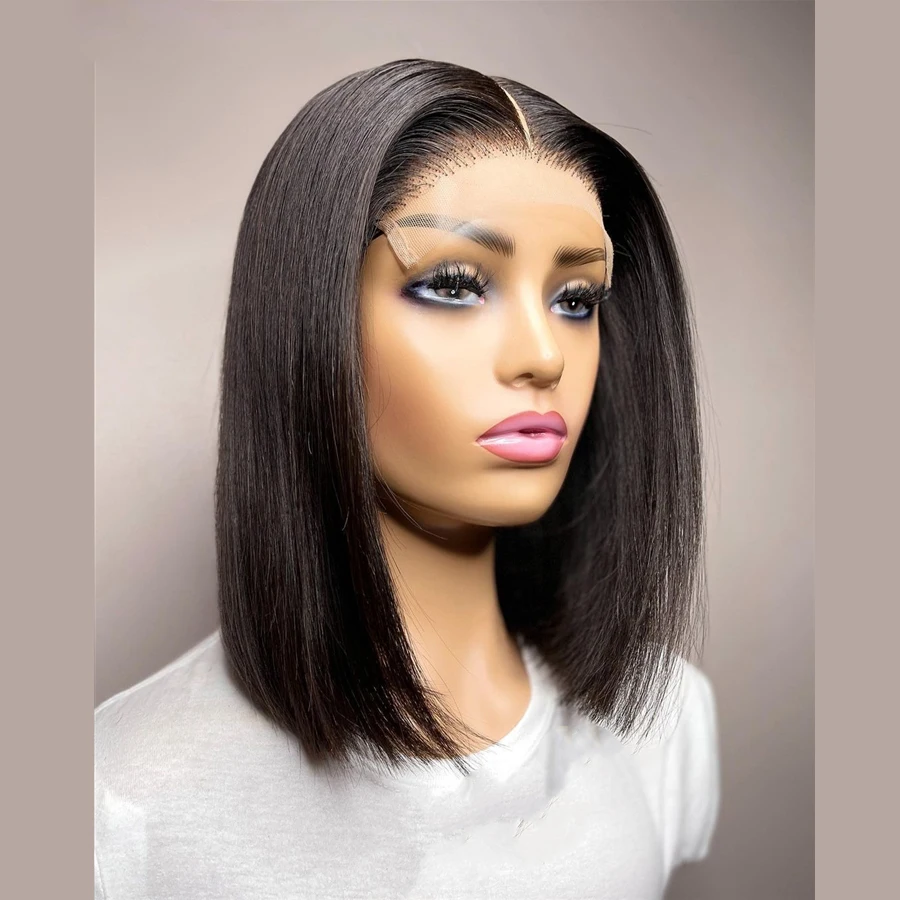 

Lace Front Short Cut Bob Wigs For Black Women With Babyhair Preplucked Synthetic Hair Lace Anime Wig Natural Hair Silky Straight