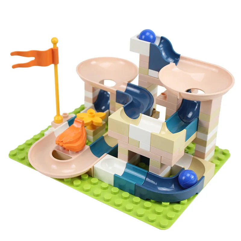 

100PCS DIY Bricks Funnel Slide Toys Big Size Building Blocks Colorful Macaron Marble Race Run Maze Ball Track Blocks Gifts