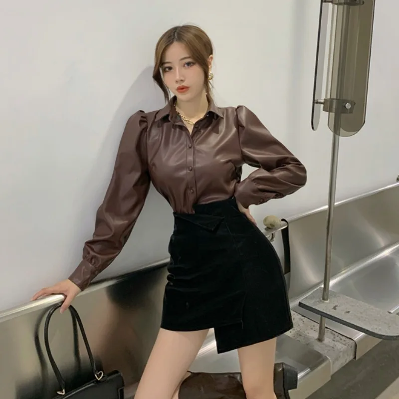 

Outerwear Biker Jacket Women Business Chic Casual Leather Moto Jacket Female 2021 Spring Streetwear PU Party Thin Top New