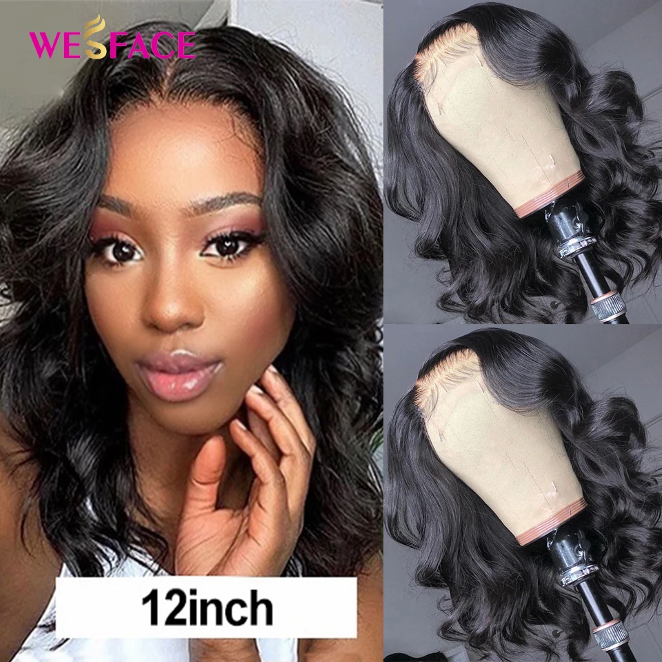

Short Body Wave Lace Front Wig Bob Wavy Human Hair Lace Wig Natural Color Bleached Knots Bob Body Wavy 13X4 Lace Wig Pre Plucked