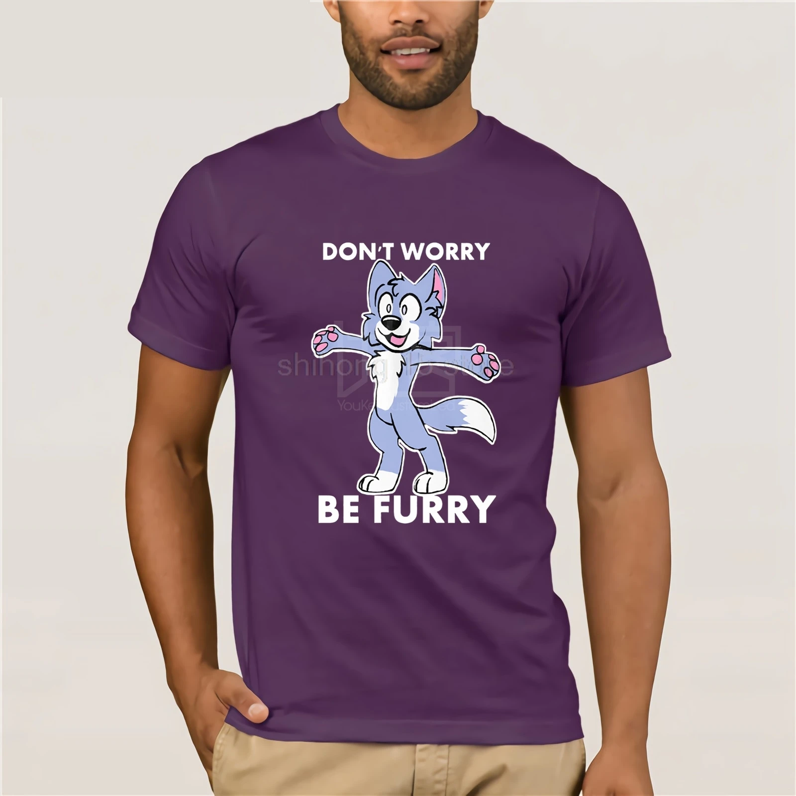 Пушистый Fandom надписью Don't Worry Be Популярные Tagless футболка Веселая Футболка