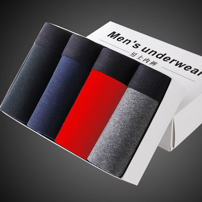 4pcs/lot Male Panties Cotton Men's Underwear Boxers Breathable Man Boxer Solid Underpants Comfortable Brand Shorts Jdren