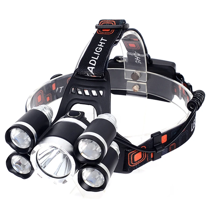 Светодиодный налобный фонарь самый мощный 5/3LED T6 перезаряжаемый для рыбалки