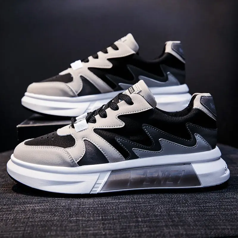 

Fashion Comfortable Lace-up Vulcanized Shoes 2021 Fall Round Toe Low-top Flat-bottomed Casual Wear-resistant Platform Sneakers