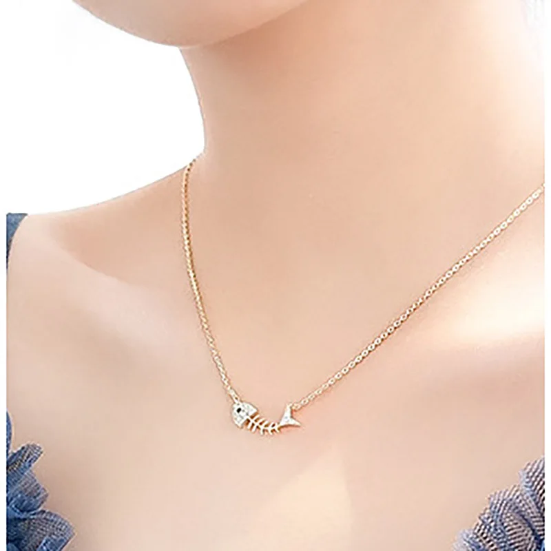 

S925 sterling silver fish bone necklace chain chain chain simple temperament red chocker Valentine's Day gift