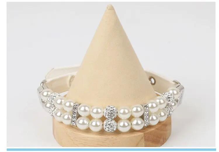 Ошейник для собак из искусственной кожи с жемчугом и бриллиантами | Дом сад