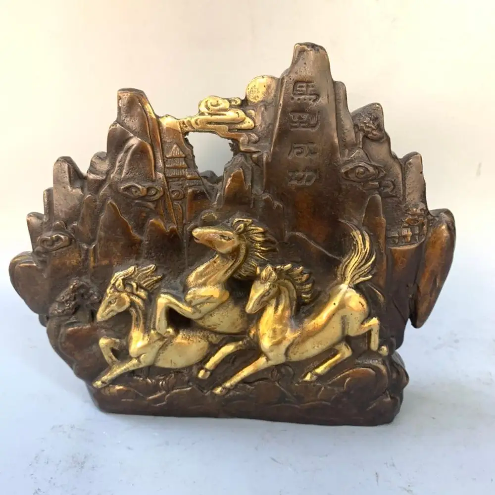 

wedding decoration Tibetan gilt bronze gilt horse to success mountain shaped ornament statue Zodiac Horse Statue