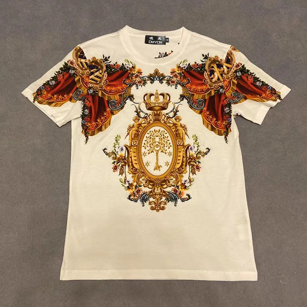 Футболка DUYOU с принтом короны для мужчин и женщин 100% хлопок летняя футболка