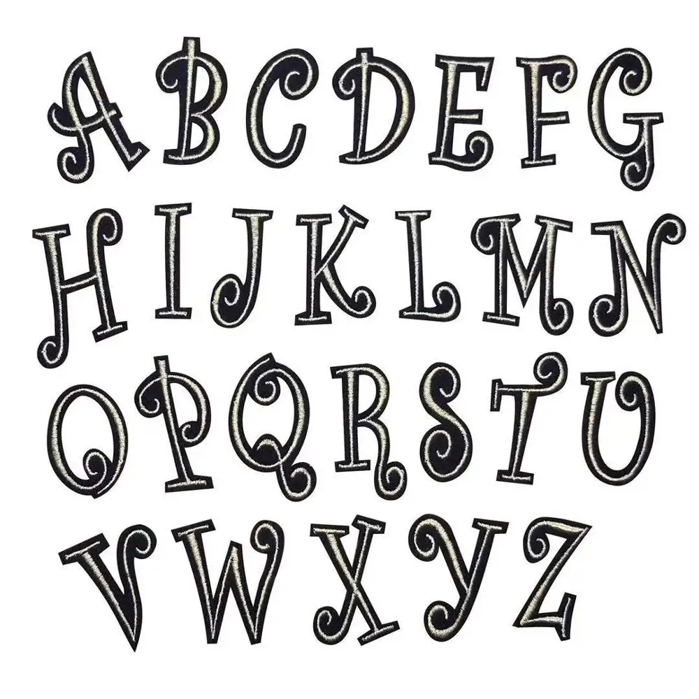 Серебряные винтажные буквы Алфавит вышитая аппликация железо на патчи|Заплатки|