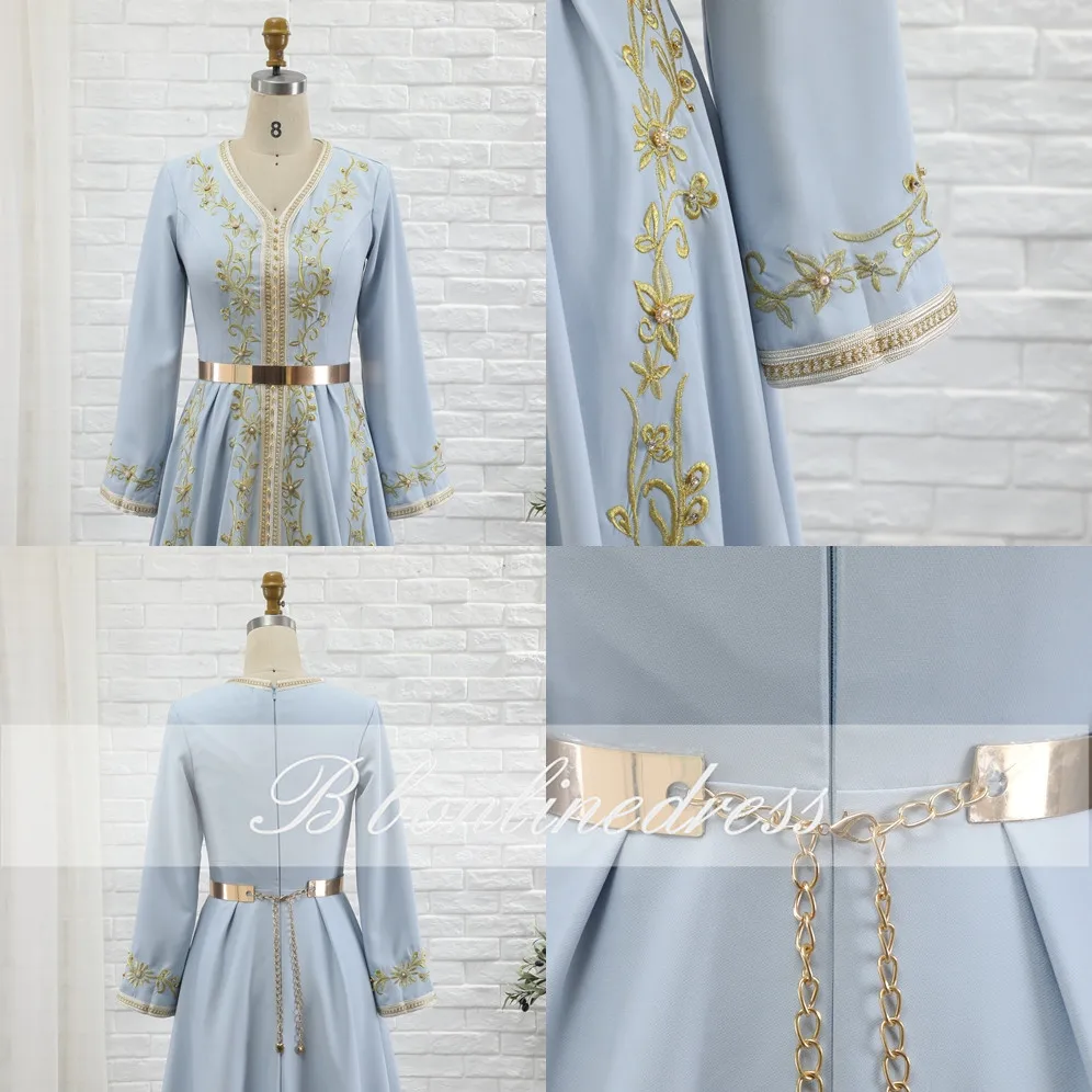 Bbonlinedress Moroccan Kaftan Evening Dresses Embroidery Crystal 2020 Muslim Dubai Arabic Caftan Dress robe marocaine mariage | Свадьбы и