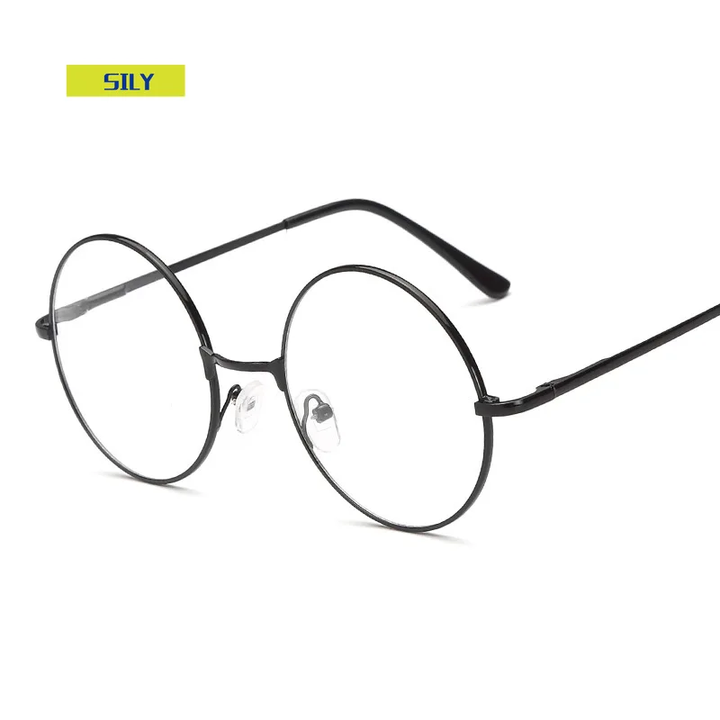 

2021 New Fashion Simple Unisex Round Plain Glasses for Men Women Metal Frame Glasses for Wedding Party Eyeglasses Spring Hinge