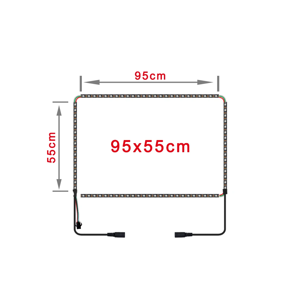 95cmx55cm Ambilight динамическая ТВ ПОДСВЕТКА ДЛЯ 4K HD tv HDMI устройство гибкие Смарт пиксели RGB Светодиодные полосы DC5V Raspberry Pi 40-80 дюймов полный комплект - Испускаемый цвет: 95cmx55cm