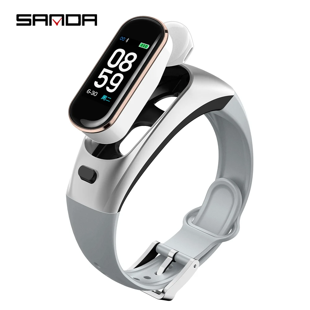 

SANDA H109 Smart Watch Headset Mens Bluetooth Wireless Earphone Women Blood Pressure Heart Rate Monitor Smartwatch Band Bracelet