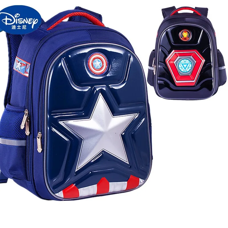 

Disney Backpack 3D Marvel Cartoon School bag Iron Spider Man Captain America Bag for Boy Super Light Primary Children's Backpack