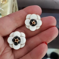 famous luxury brand designers jewelry small camellia flowers charm fashion gold color stud earrings for women