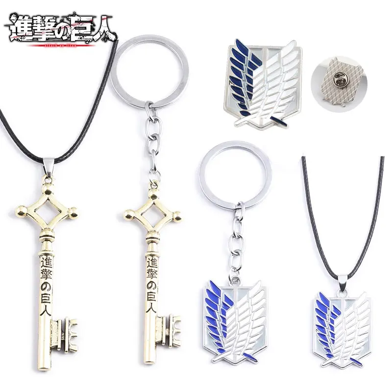 20Pcs/Lot Attack On Titan Necklaces Wings of Liberty Scouting Legion Cosplay Eren Pendant Necklace for Women Men Jewelry Gift