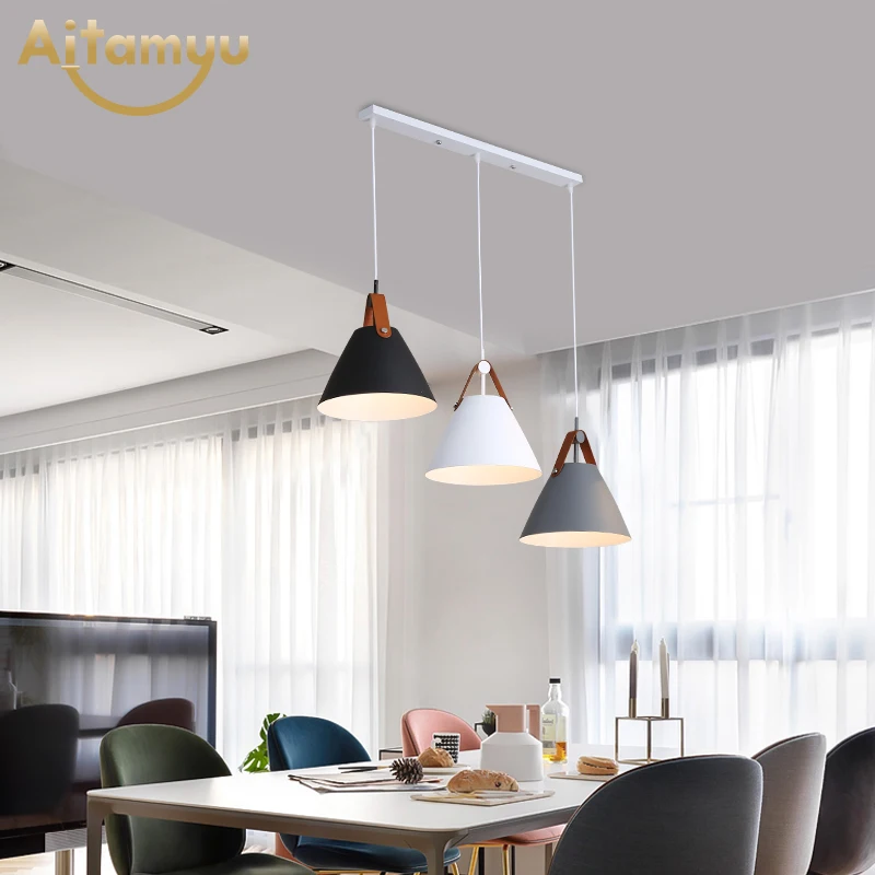 

New Arrival LED Pendant Lamp For Dining Restaurant Pendant Lamp with Lampshades Single E27 Bar Light 3 Lights Hanging Lamps