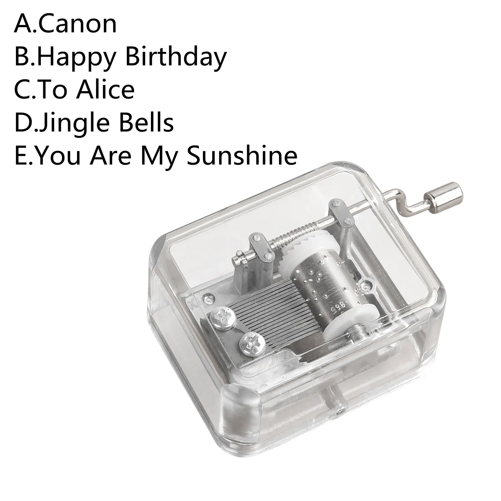 Акриловая прозрачная Музыкальная шкатулка с ручным заводом для