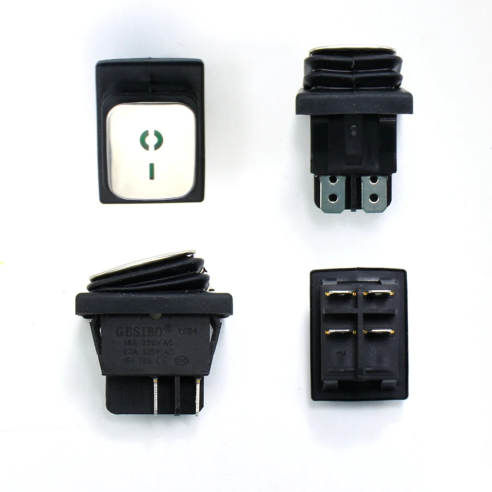 2 шт./4 шт. KCD4 нержавеющая сталь лицо 4-контактное водонепроницаемое переключатель лампы серебряный контакт большой ток переключатель с пластиной с механизмом включения.