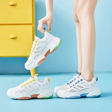 2021 Womens Dress Shoes Paris Sneakers White Yellow Brandy Dad Trainers Platform Women Fashion Casual Designer Outdoor Flat Heel