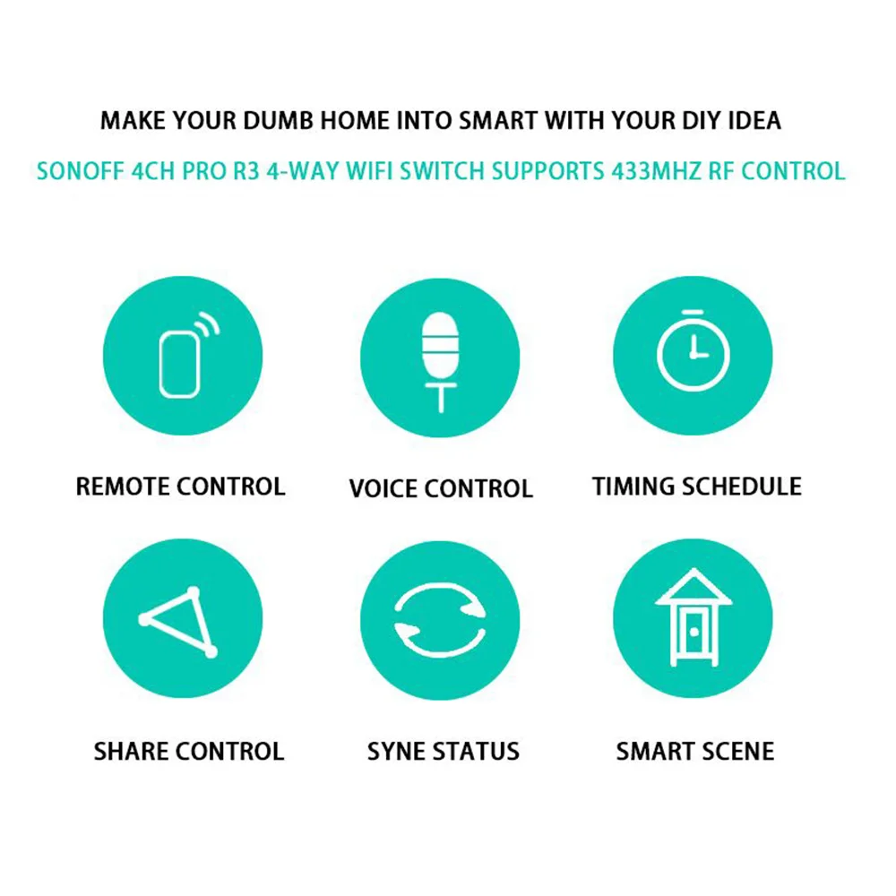 Многоканальный Беспроводной Wi Fi переключатель Sonoff 4CH Pro R3 для модуля