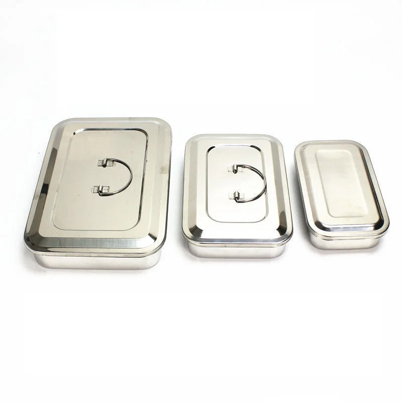 

6/8/9/11.5Inch Food Grade Stainless Steel Sterilization Box Medical Tray Sterilization Tool Storage Box Stainless Steel Tray