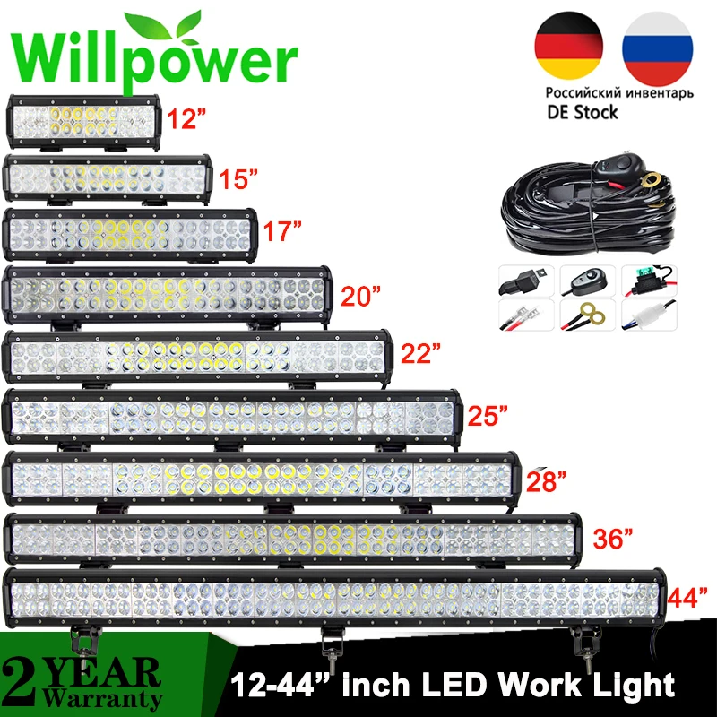 Светодиодный прожектор для внедорожника, 12-44 дюйма, 20 дюймов, 126 Вт