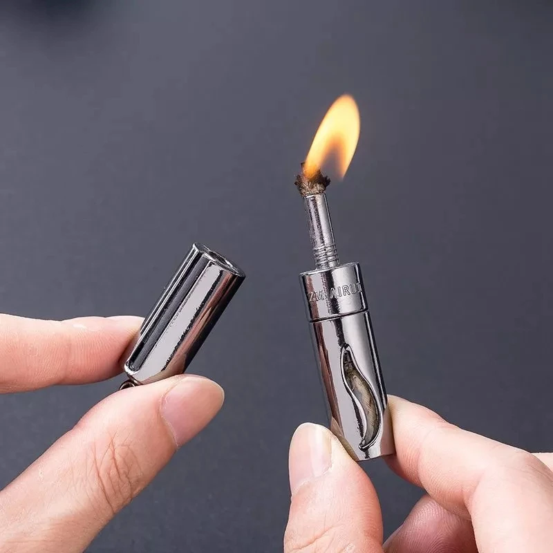 

Mini Kerosene Lighter Camping Permanent Match Lighters Outdoor Survival Petrol Metal Lighters Cigarettes Smoking Accessories