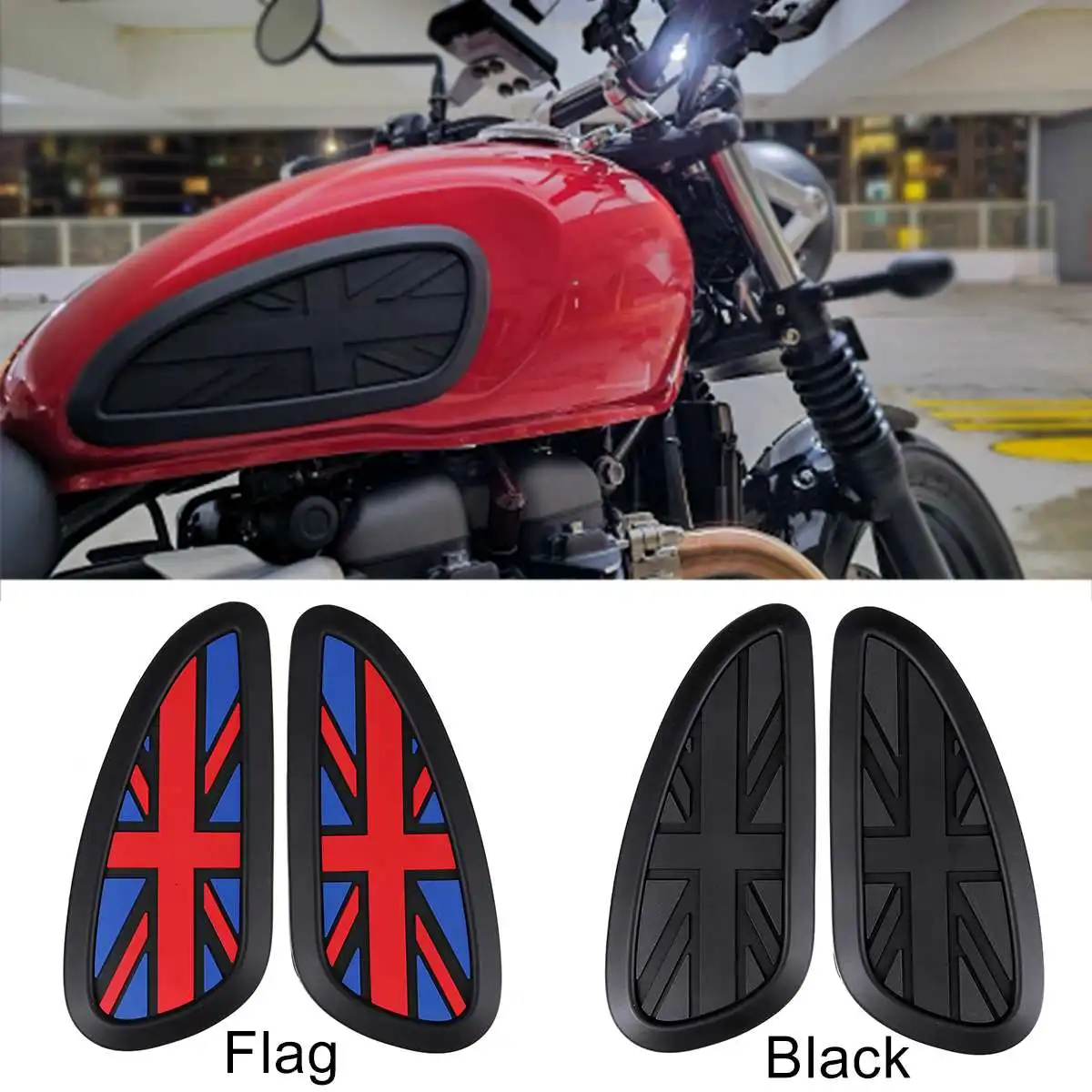 

2PCS 3D Retro Motorcycle Cafe Racer Gas Fuel Tank Rubber Sticker Protector Side Tank Knee Grip Pad Grip Decal