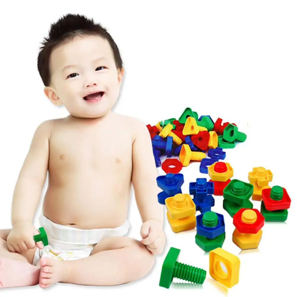 40 unids/set ni&ntilde;os tuercas y pernos de 3D de tornillo tuercas y pernos de juego de Puzzle juguetes inteligentes para los ni&ntilde;os DIY edificio-0