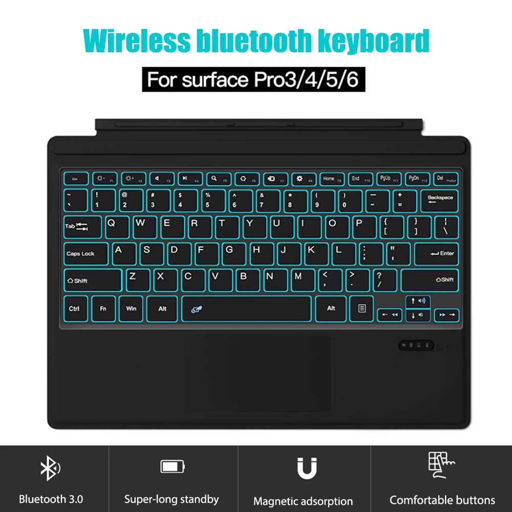 

Wireless Keyboard Mini Portable Waterproof Magnetic Bluetooth Keypad for Surface pro3/4/5/7 Laptop PC Desktop Computer