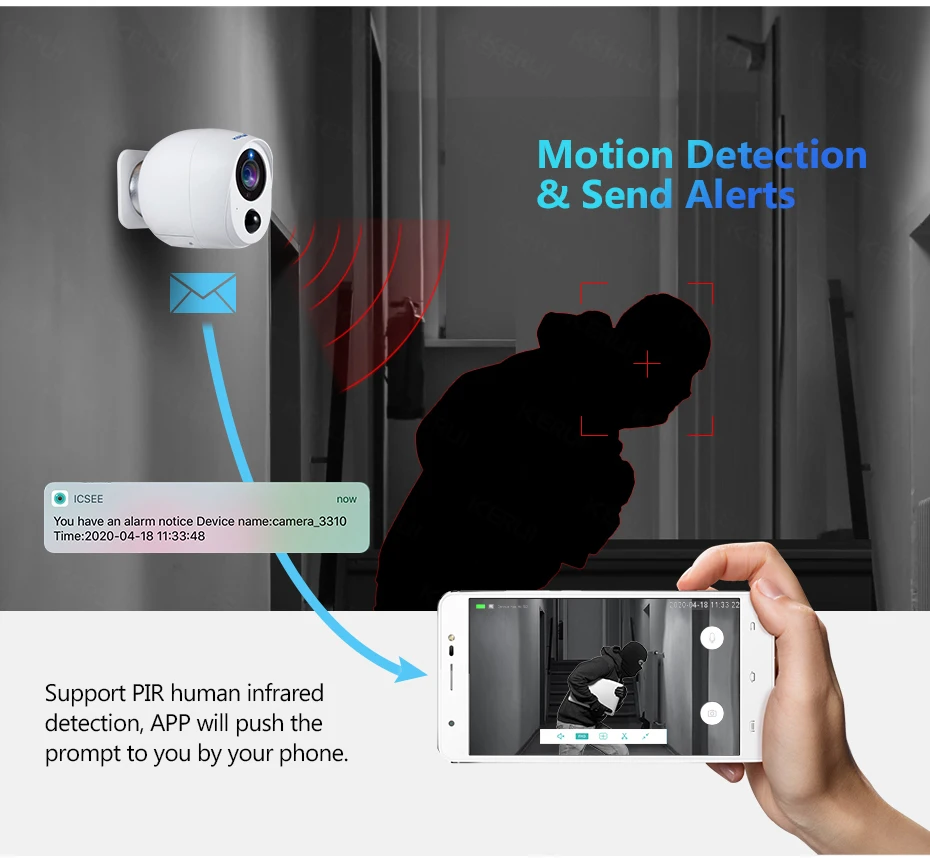 KERUI 2MP IP Камера Батарея для наблюдения безопасности монитор Wi Fi Беспроводной CCTV