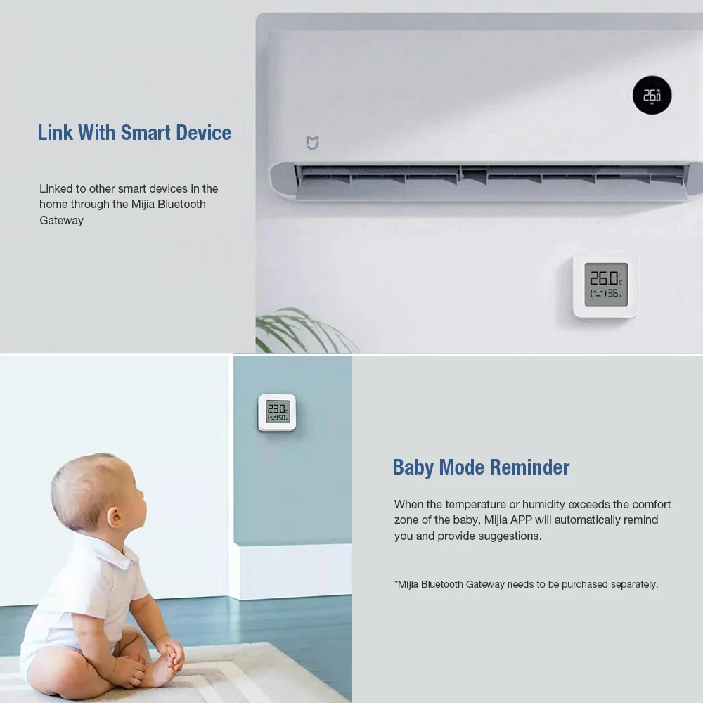 

New XIAOMI Mijia Thermometer 2 Wireless Bluetooth Smart Digital Hygrometer Thermometers Work with Mijia APP