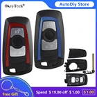 Okeytech 3 кнопки дистанционный умный Автомобильный ключ оболочка для BMW CAS4 F 3 5 7 серия E90 E92 E93 X5 F10 F20 F30 F40 чехол для ключа с лезвием