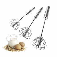 1pcs kitchen tool stainless steel whisk stirrer mixing mixer egg beater foamer rotate hand push whisk stiring cooking tools