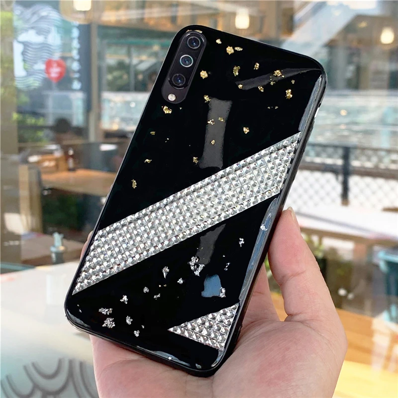 Золотистый серебристый фольга Алмазный чехол для Xiaomi mi 9 SE 8 Lite A2 A3 X 3 Max 2 6X 5X мягкий