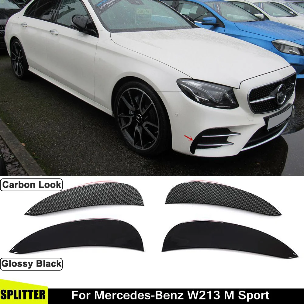 УГЛЕРОДНЫЙ вид/ABS передний бампер для губ Splitter Fin Mercedes-Benz W213 M Sport Air Vent flans Spolier E200 E300