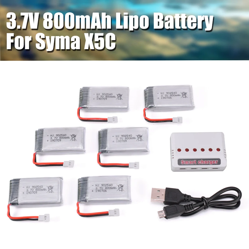 4 шт./5 шт./6 шт. 3 7 в 800 мАч Lipo батарея с зарядным устройством для Syma X5C Skytech M68 X5SC X5SW RC