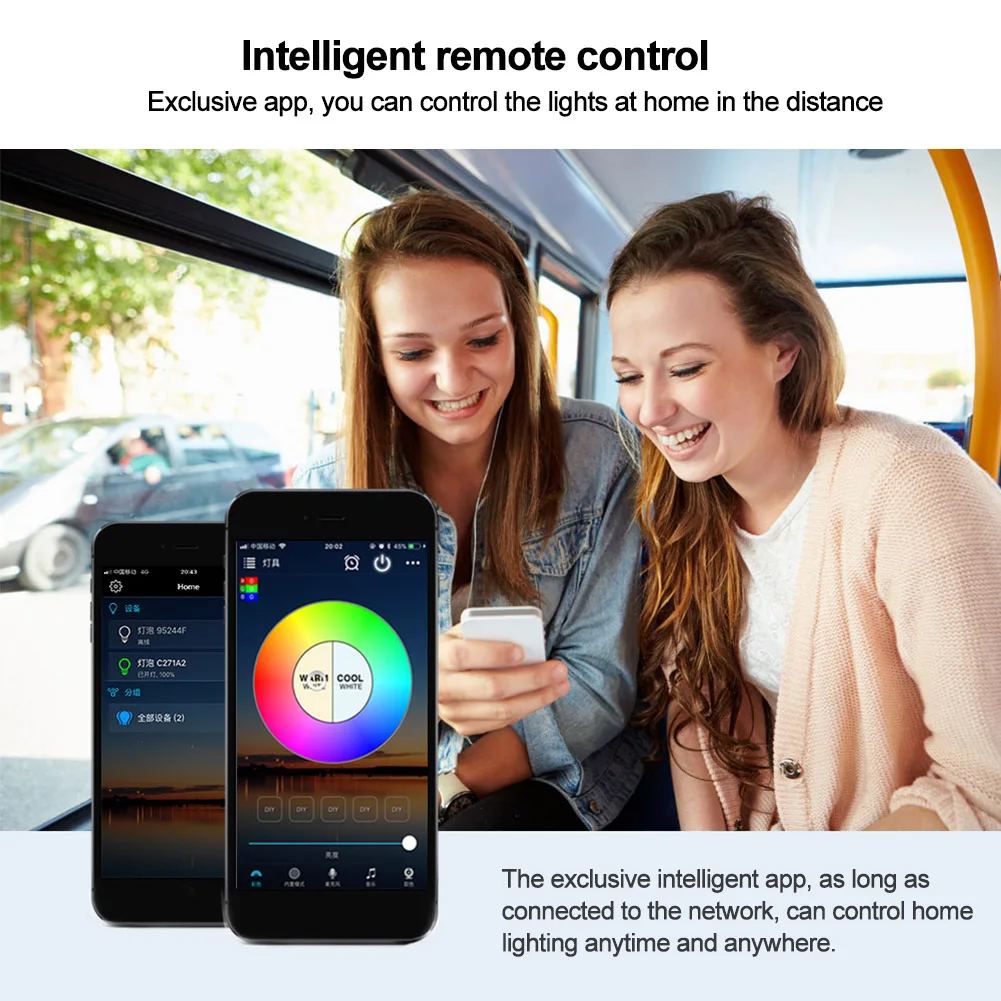 

With Alexa Google RGB Colorful LED Light Bulb Timing Living Room Smart WIFI Indoor APP Control Bedroom Home Decor Color Changing