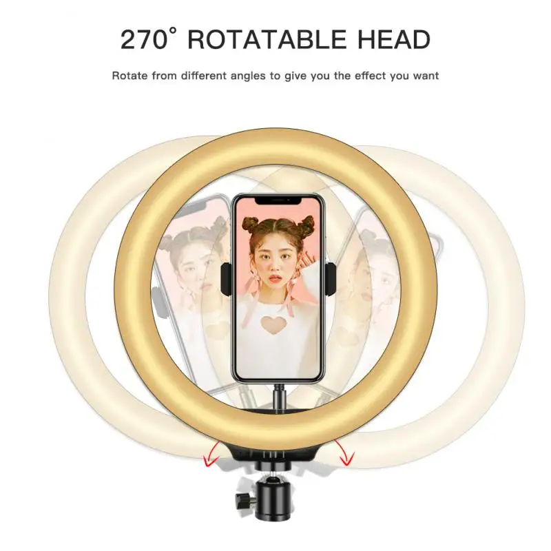 10 дюймовый Диммируемый холодный теплый светодиодный кольцевой светильник для