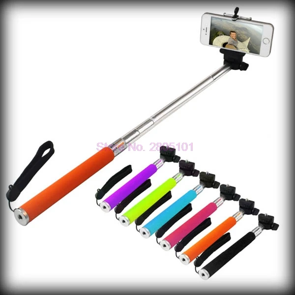 

by dhl or ems 500pcs Extendable Self Portrait Selfie Handheld Stick Monopod Tripod With cellphone Adjustable Clip Holder