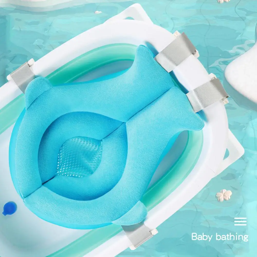

Portable Baby Shower Bath Tub Pad Non-Slip Bathtub Mat Newborn Safety Security Bath Soft Cushion Foldable Pillow Support