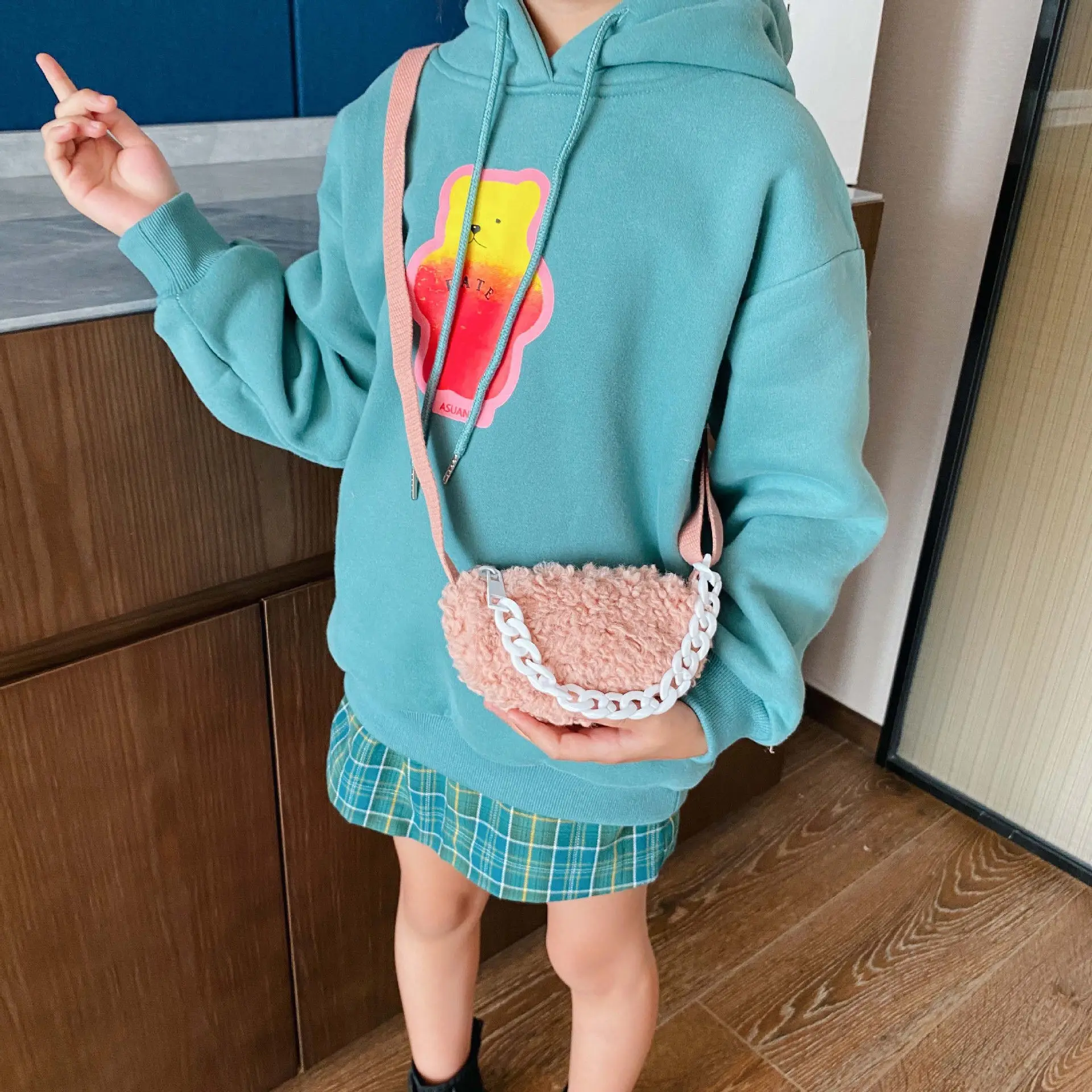 

New Plush Mini Children Messenger Bags Baby Girl Shoulder Bags Cute Kids Crossbody Bag Infant Coin Purse Fashion Toddler Handbag